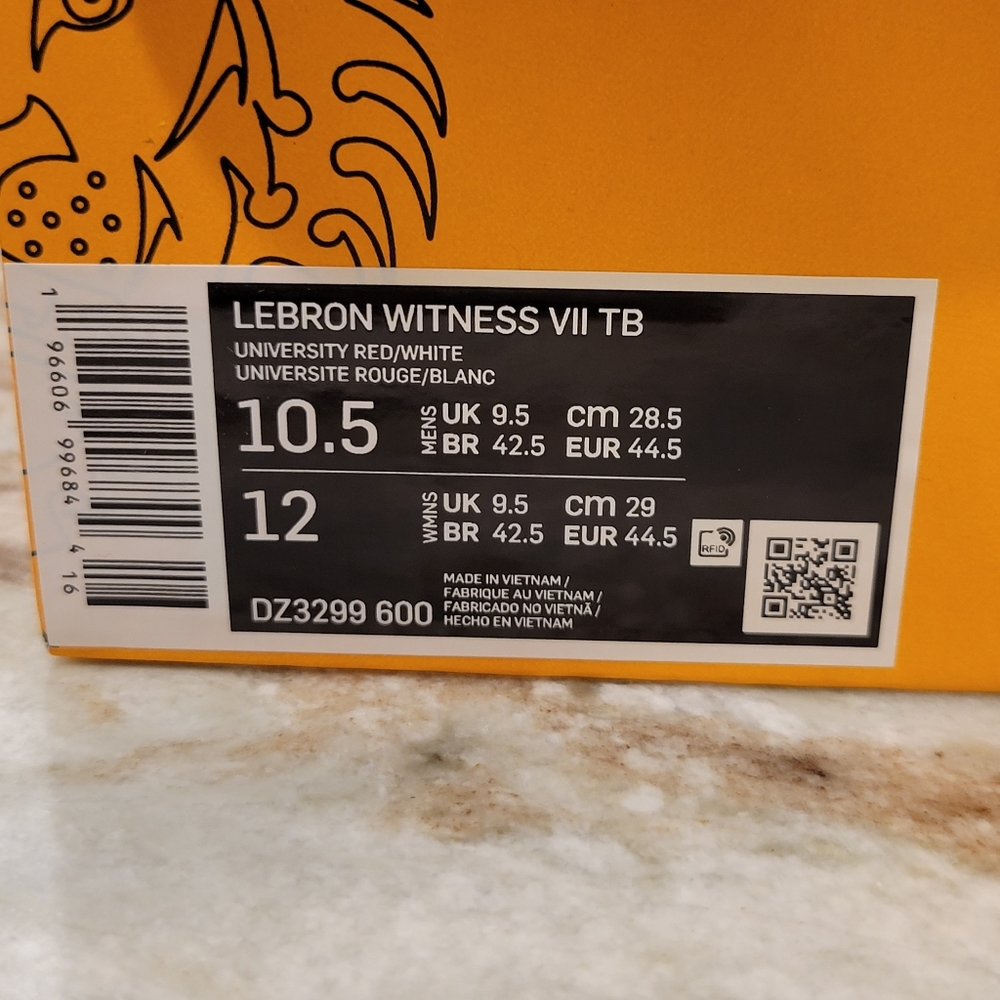 Nike LeBron Witness VII TB, University Red/White, Men's 10.5, NWT in box - Picture 5 of 5